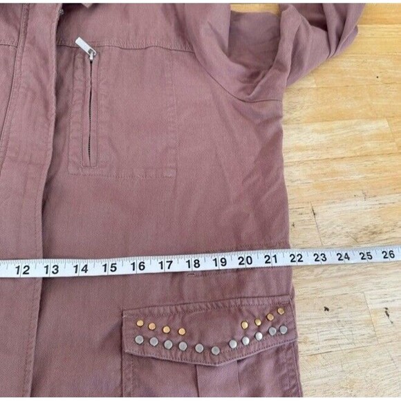 BACCINI Jacket Large Lightweight Cotton Pink Mauve Studded Cinched Waist Large - Picture 8 of 9